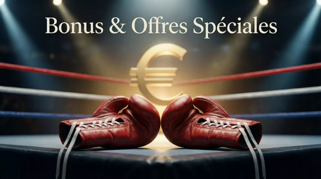 Gants de boxe posés sur un ring avec symbole euro en arrière-plan