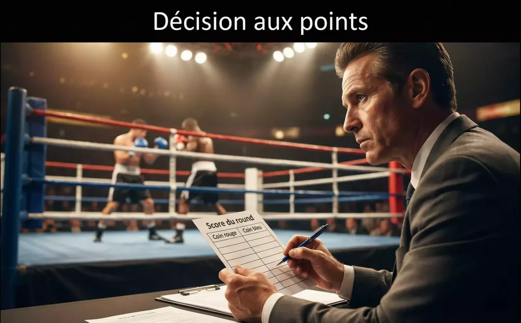 Décision aux points boxe — juge notant un combat près du ring