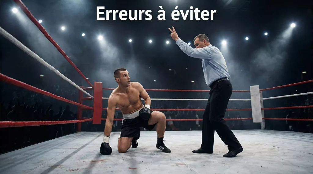 Boxeur au sol sur le ring après un knockdown inattendu