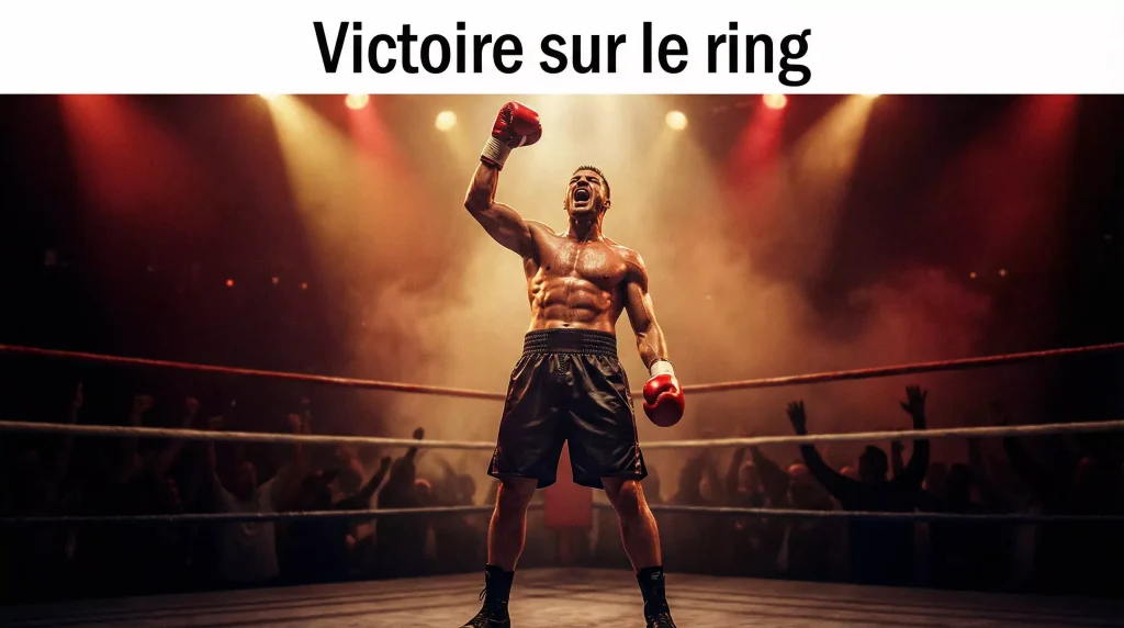 Pari moneyline boxe : boxeur levant le bras en victoire sur le ring