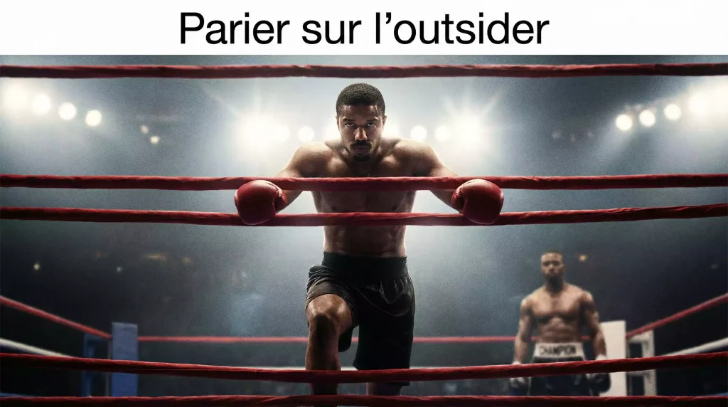 Pari outsider boxe — boxeur challenger entrant sur le ring face au favori